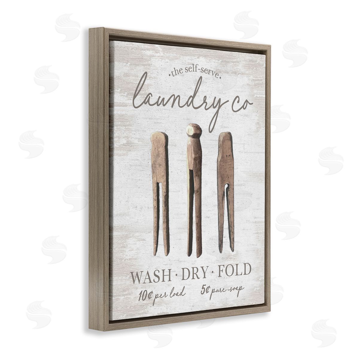 Distressed Laundry Co Brown Floating Frame Canvas Wall Art, Home Decor by Lettered and Lined