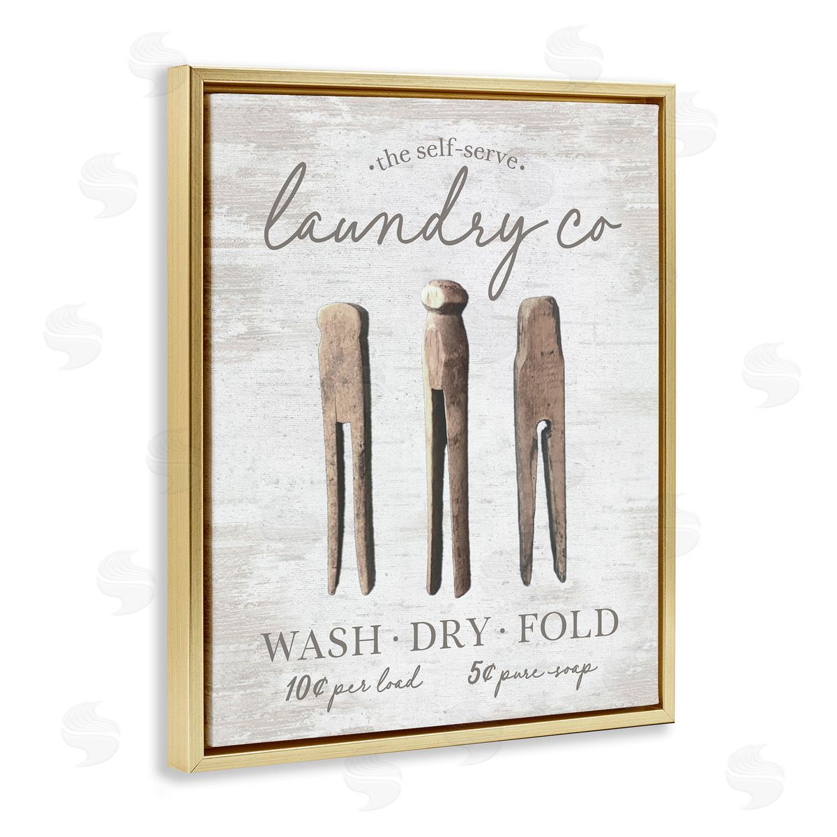 Distressed Laundry Co Gold Floating Frame Canvas Wall Art, Home Decor by Lettered and Lined