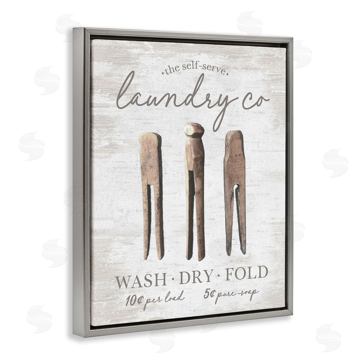 Distressed Laundry Co Grey Floating Frame Canvas Wall Art, Home Decor by Lettered and Lined