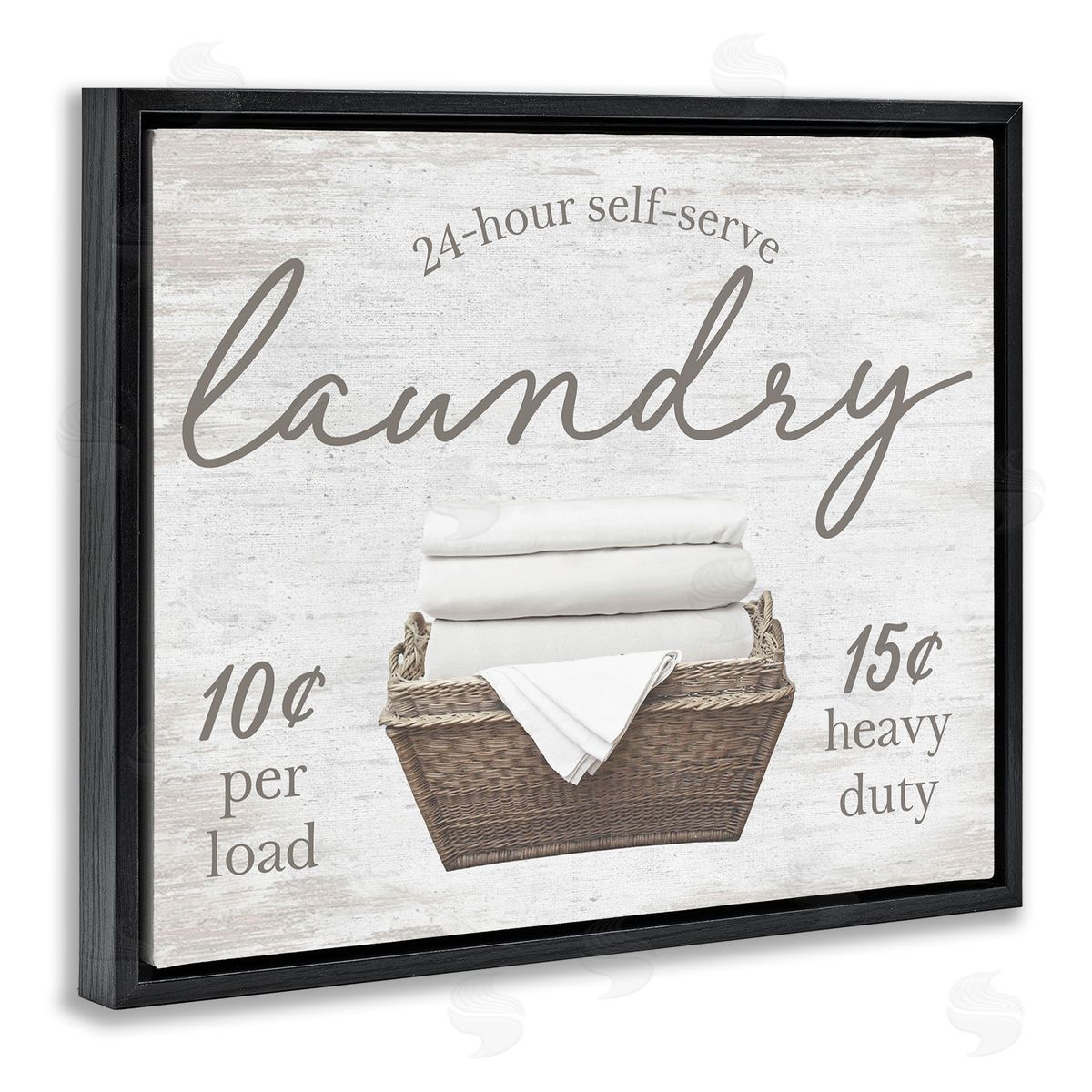 Vintage Laundry Ad Black Floating Frame Canvas Wall Art, Home Decor by Lettered and Lined