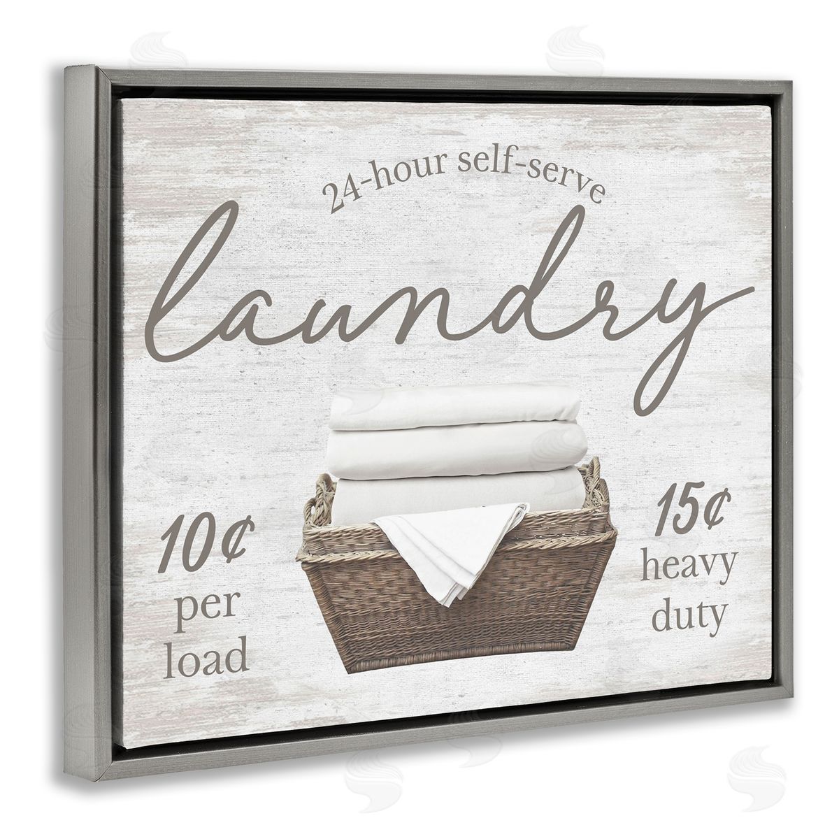 Vintage Laundry Ad Grey Floating Frame Canvas Wall Art, Home Decor by Lettered and Lined