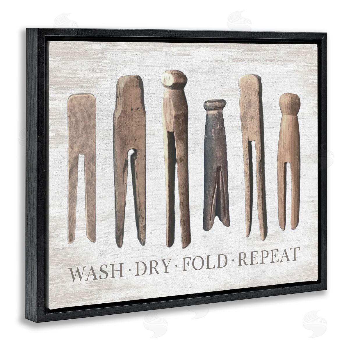 Rustic Laundry Phrase Black Floating Frame Canvas Wall Art, Home Decor by Lettered and Lined