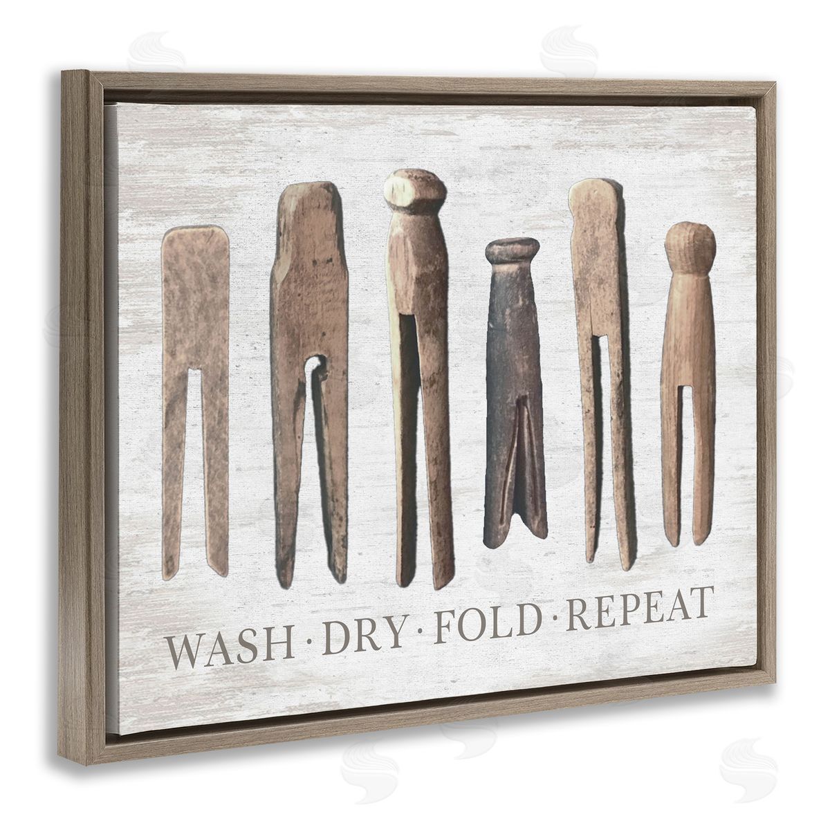 Rustic Laundry Phrase Brown Floating Frame Canvas Wall Art, Home Decor by Lettered and Lined