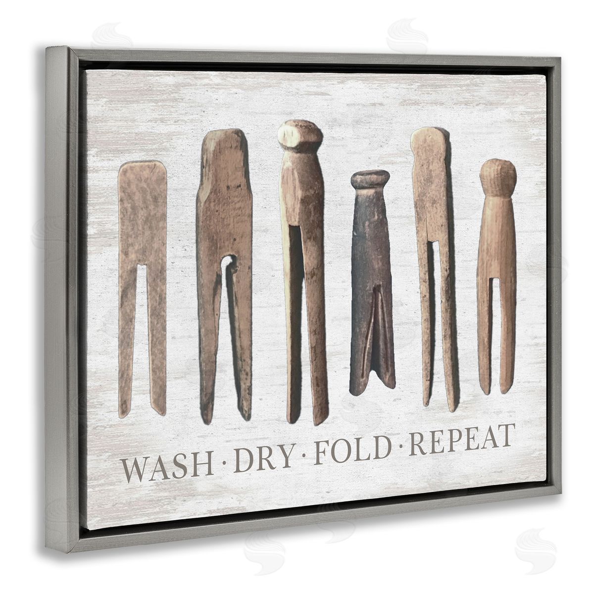 Rustic Laundry Phrase Grey Floating Frame Canvas Wall Art, Home Decor by Lettered and Lined
