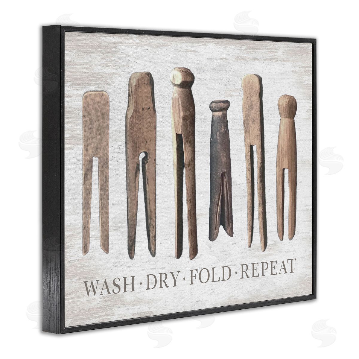 Rustic Laundry Phrase Black Frame Print Wall Art, Home Decor by Lettered and Lined