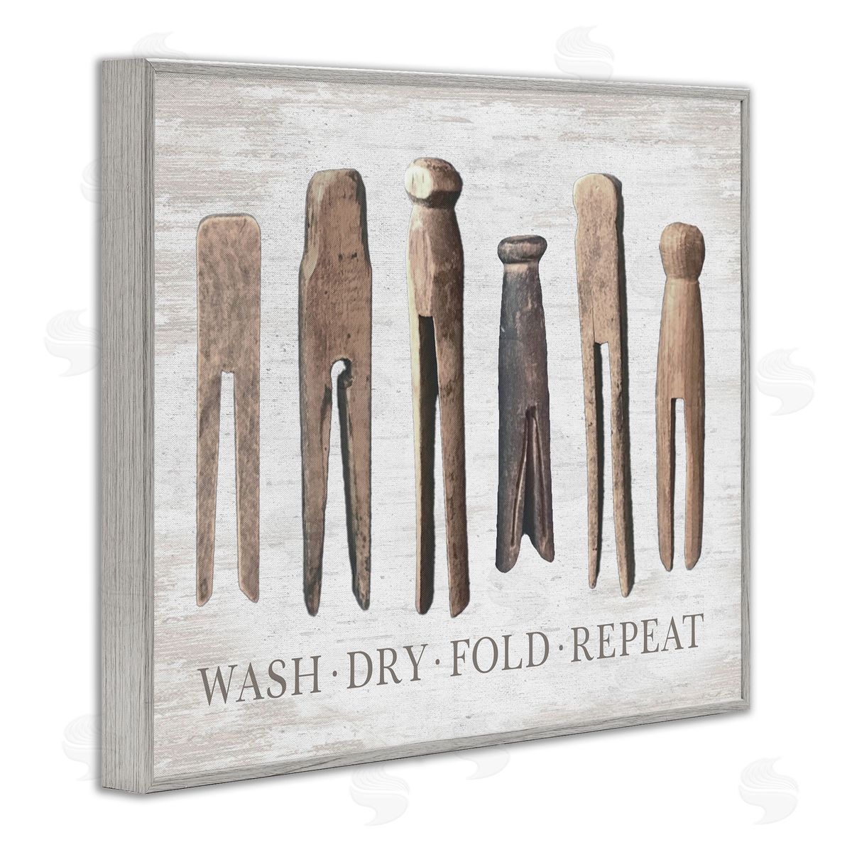 Rustic Laundry Phrase Grey Frame Print Wall Art, Home Decor by Lettered and Lined