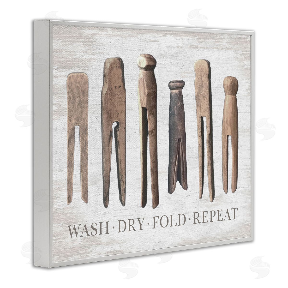 Rustic Laundry Phrase White Frame Print Wall Art, Home Decor by Lettered and Lined