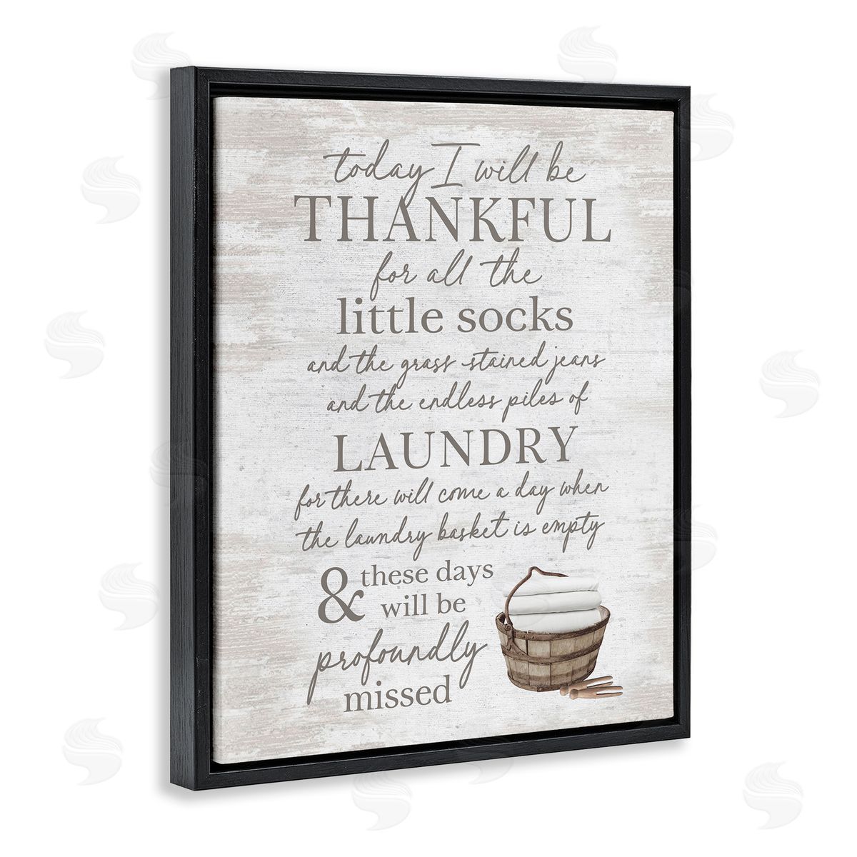 Heartfelt Laundry Phrase Black Floating Frame Canvas Wall Art, Home Decor by Lettered and Lined
