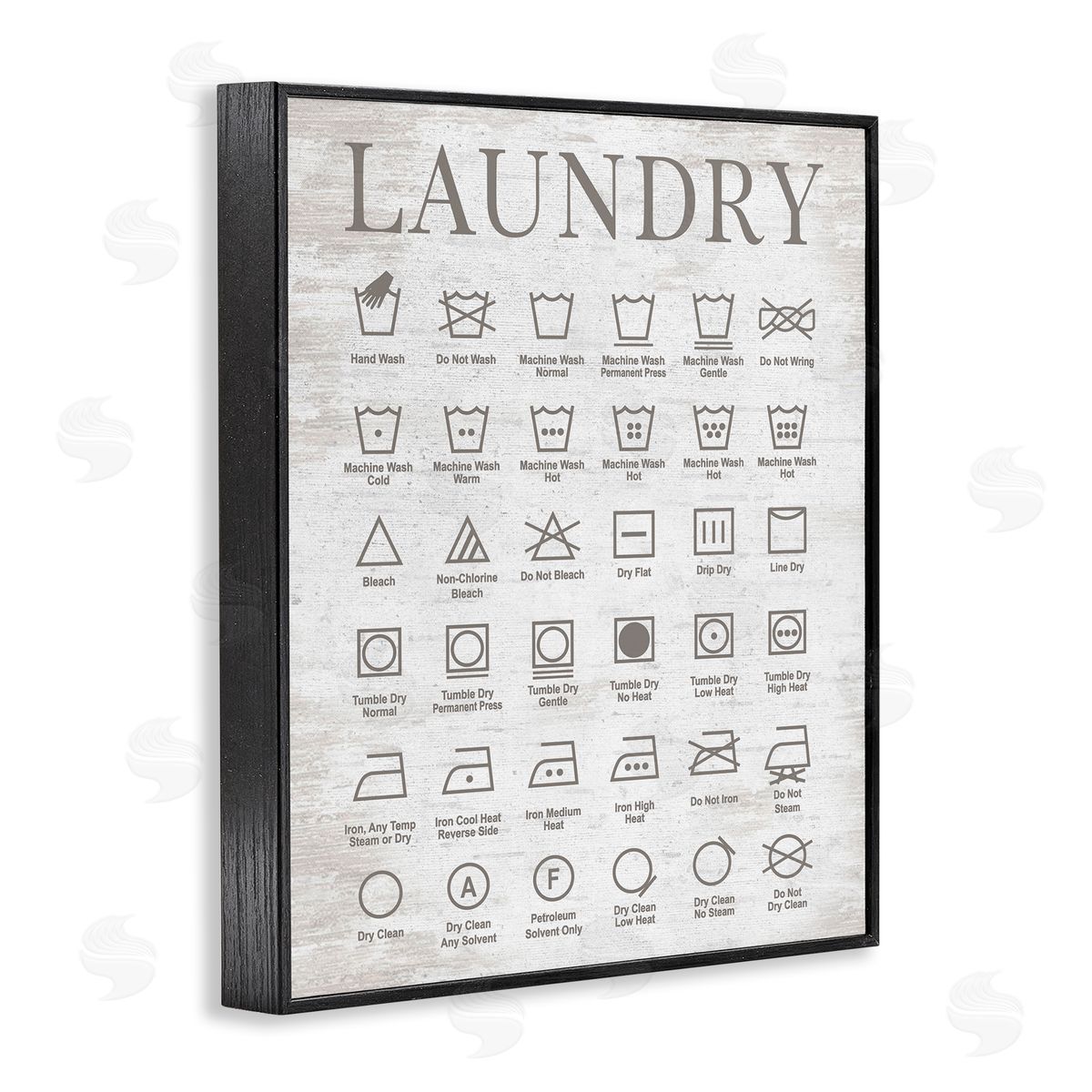 Laundry Symbols Guide Black Frame Print Wall Art, Home Decor by Lettered and Lined