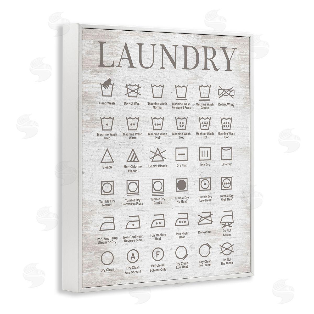 Laundry Symbols Guide White Frame Print Wall Art, Home Decor by Lettered and Lined