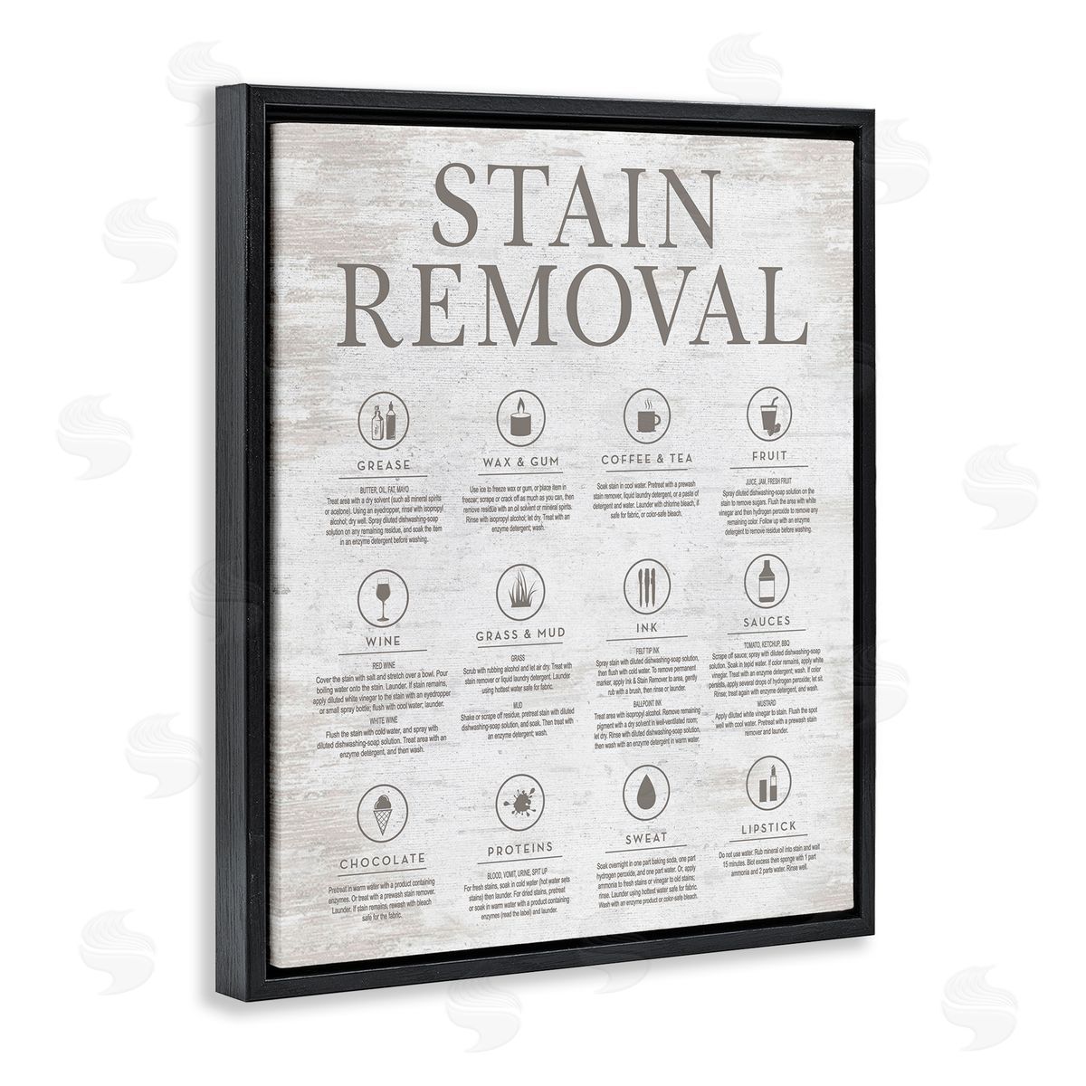 Rustic Stain Removal Black Floating Frame Canvas Wall Art, Home Decor by Lettered and Lined