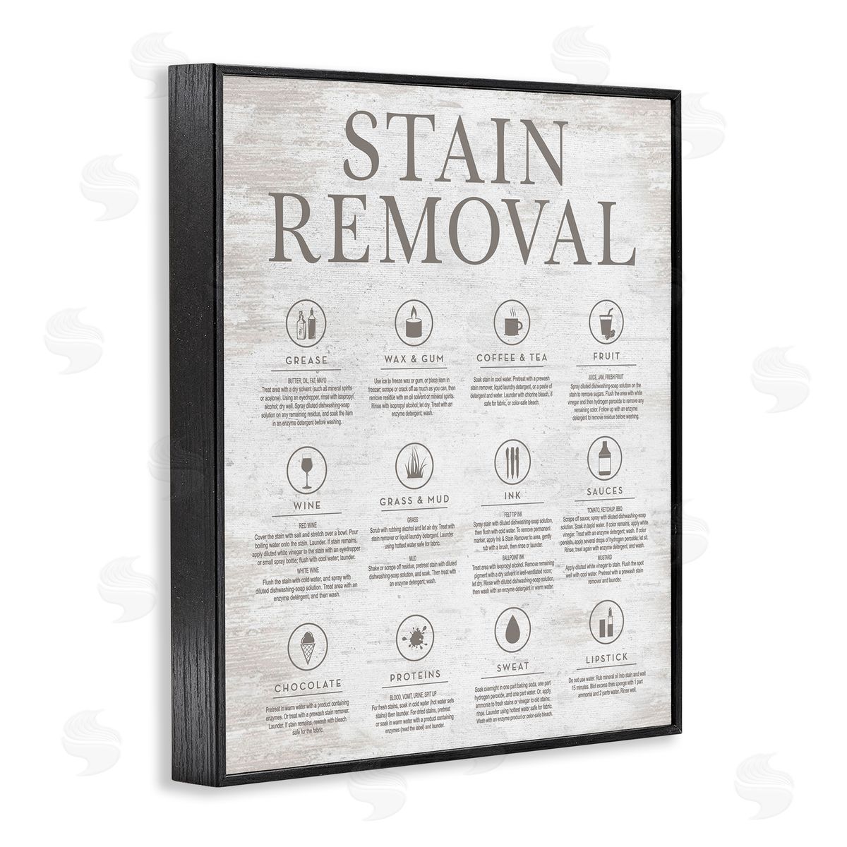 Rustic Stain Removal Black Frame Print Wall Art, Home Decor by Lettered and Lined