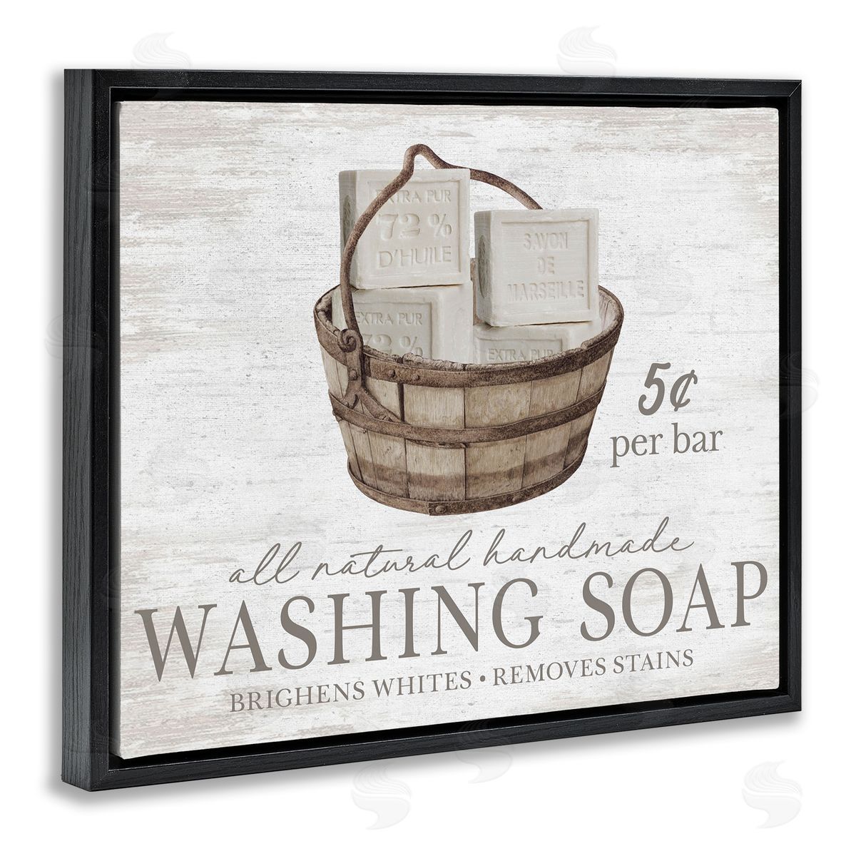 Vintage Laundry Soap Black Floating Frame Canvas Wall Art, Home Decor by Lettered and Lined