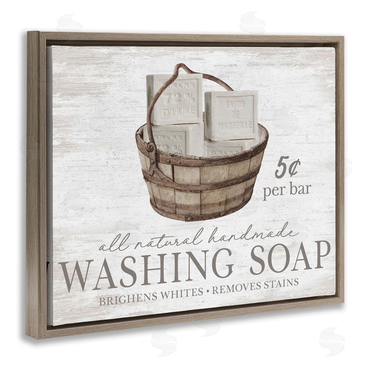 Vintage Laundry Soap Brown Floating Frame Canvas Wall Art, Home Decor by Lettered and Lined