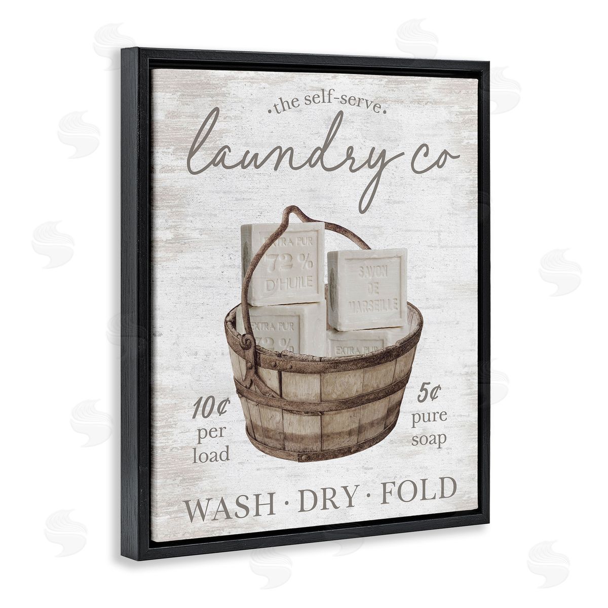 Vintage Laundry Co Black Floating Frame Canvas Wall Art, Home Decor by Lettered and Lined