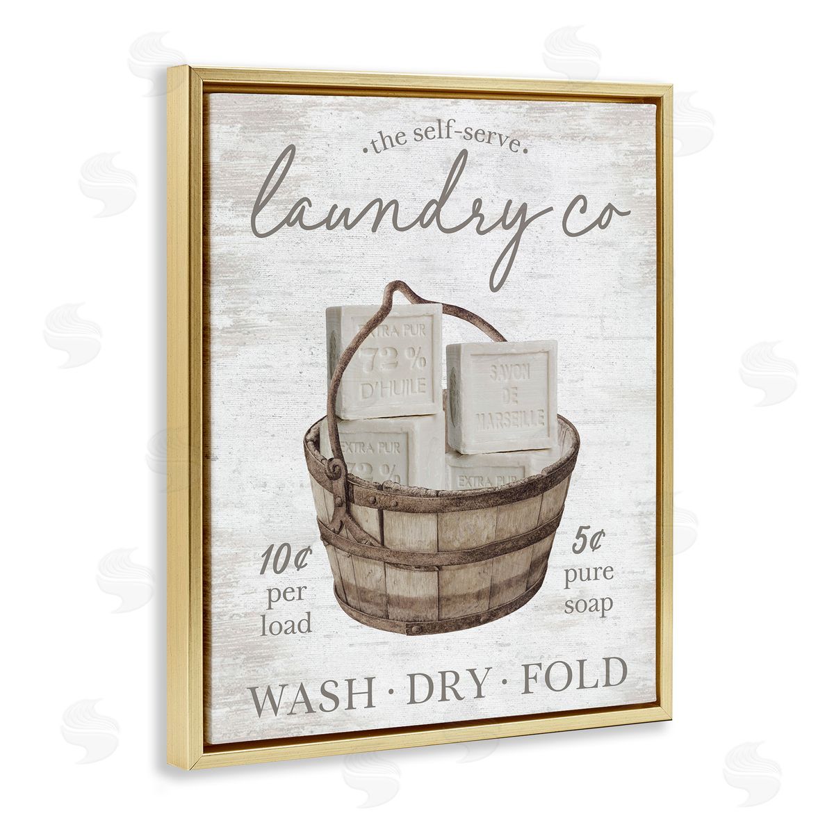 Vintage Laundry Co Gold Floating Frame Canvas Wall Art, Home Decor by Lettered and Lined