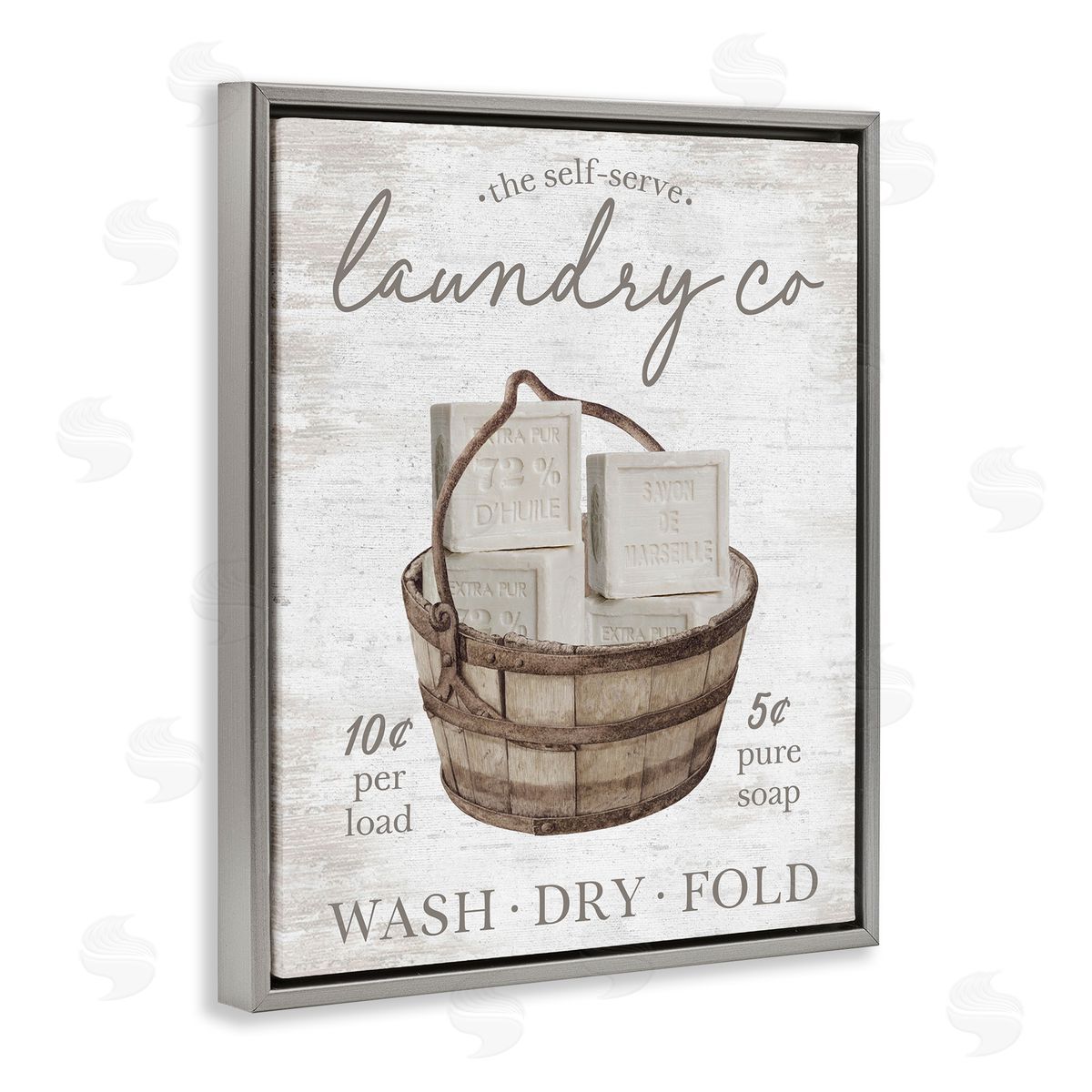Vintage Laundry Co Grey Floating Frame Canvas Wall Art, Home Decor by Lettered and Lined