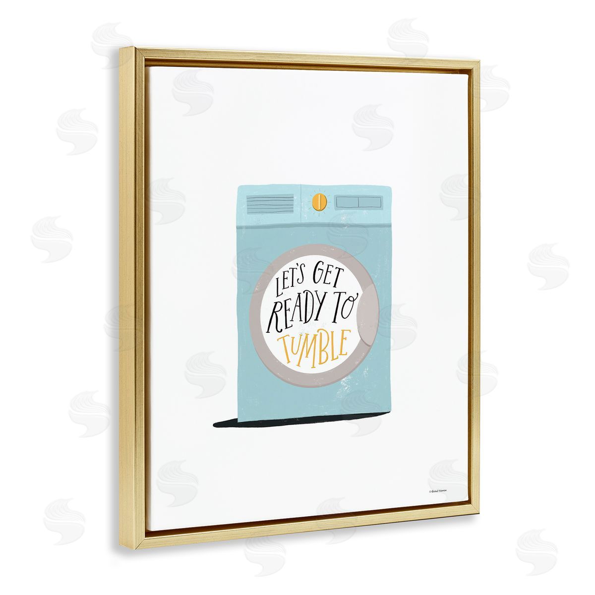 Ready to Tumble Laundry Gold Floating Frame Canvas Wall Art, Home Decor by Rachel Nieman