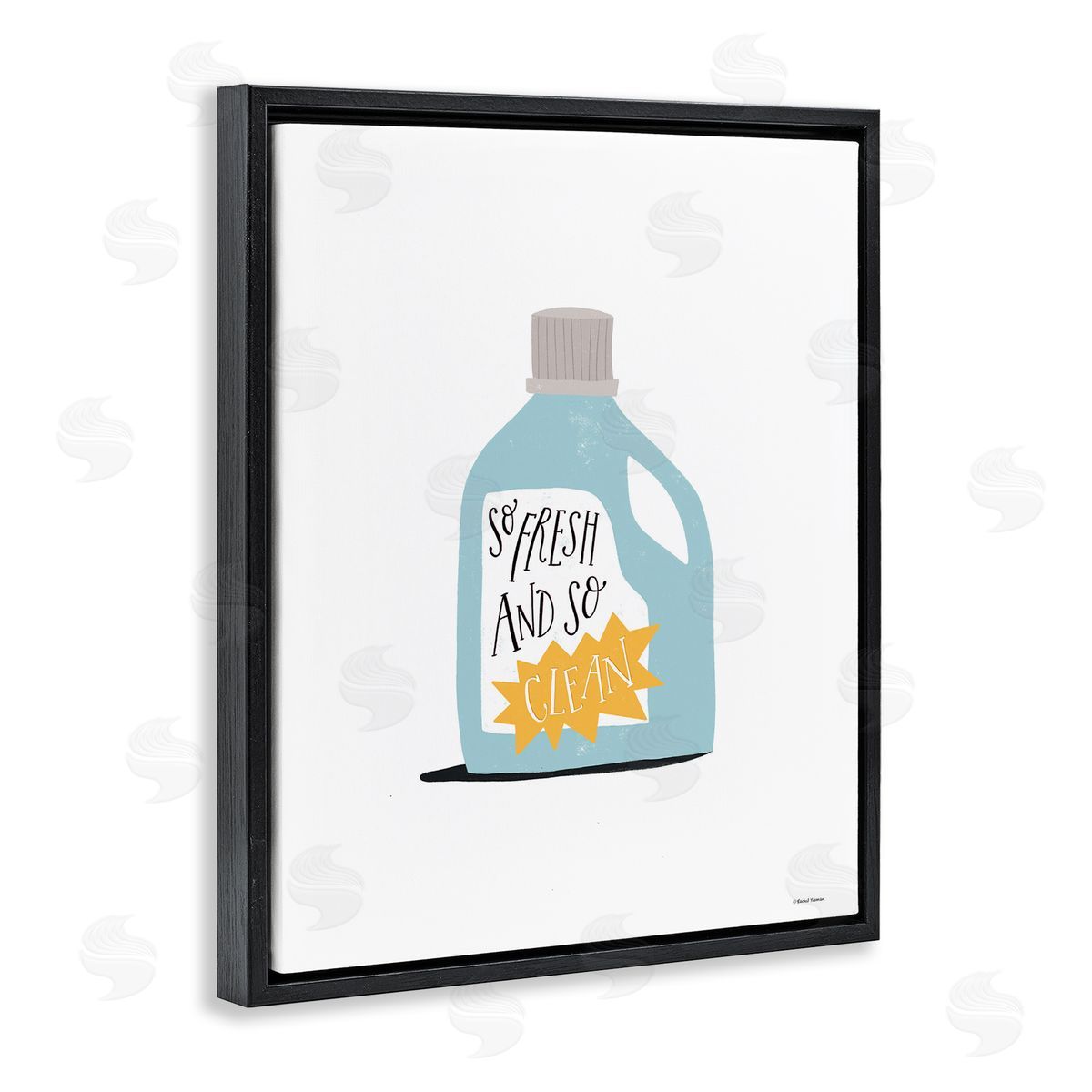 So Fresh and Clean Laundry Black Floating Frame Canvas Wall Art, Home Decor by Rachel Nieman