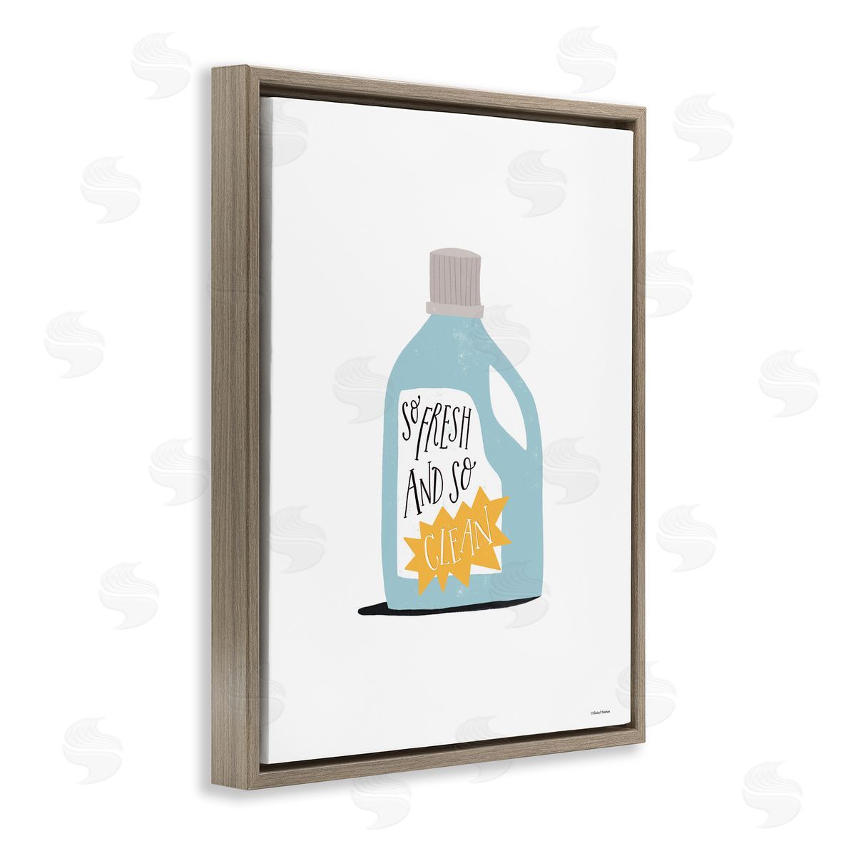 So Fresh and Clean Laundry Brown Floating Frame Canvas Wall Art, Home Decor by Rachel Nieman