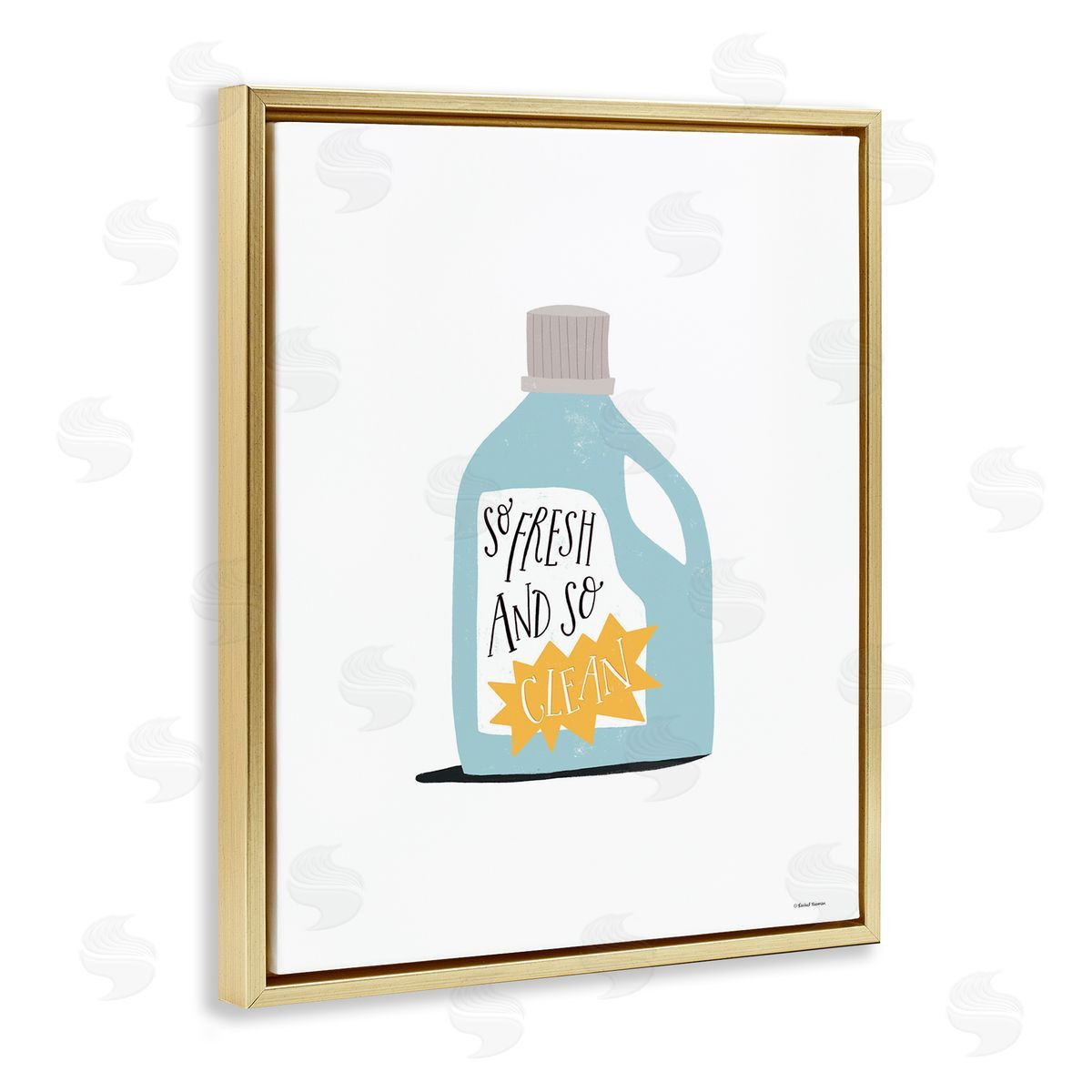 So Fresh and Clean Laundry Gold Floating Frame Canvas Wall Art, Home Decor by Rachel Nieman