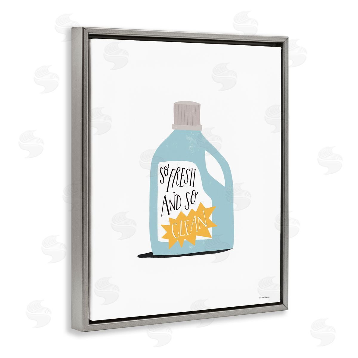 So Fresh and Clean Laundry Grey Floating Frame Canvas Wall Art, Home Decor by Rachel Nieman