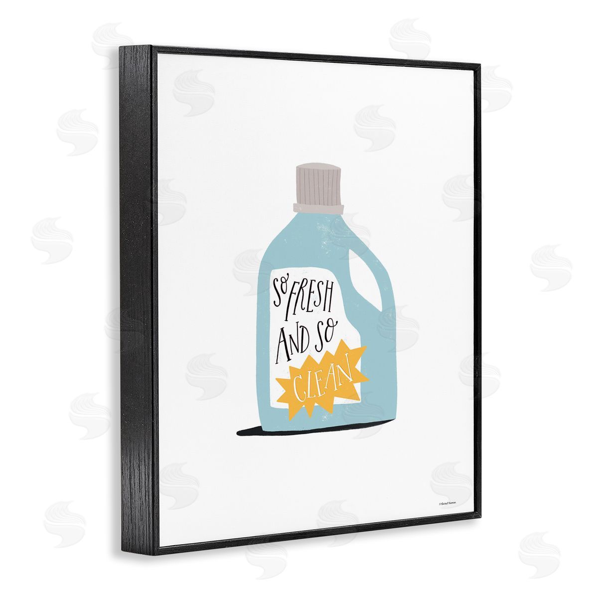 So Fresh and Clean Laundry Black Frame Print Wall Art, Home Decor by Rachel Nieman