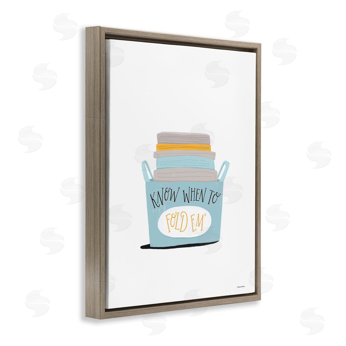 Know When to Fold Brown Floating Frame Canvas Wall Art, Home Decor by Rachel Nieman