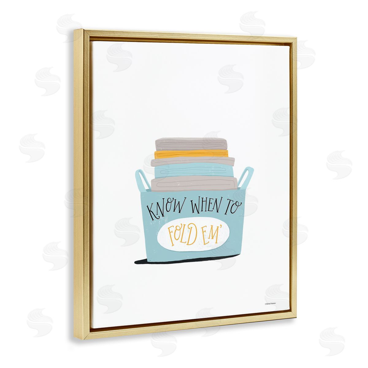 Know When to Fold Gold Floating Frame Canvas Wall Art, Home Decor by Rachel Nieman