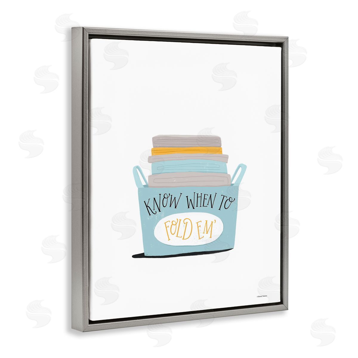 Know When to Fold Grey Floating Frame Canvas Wall Art, Home Decor by Rachel Nieman