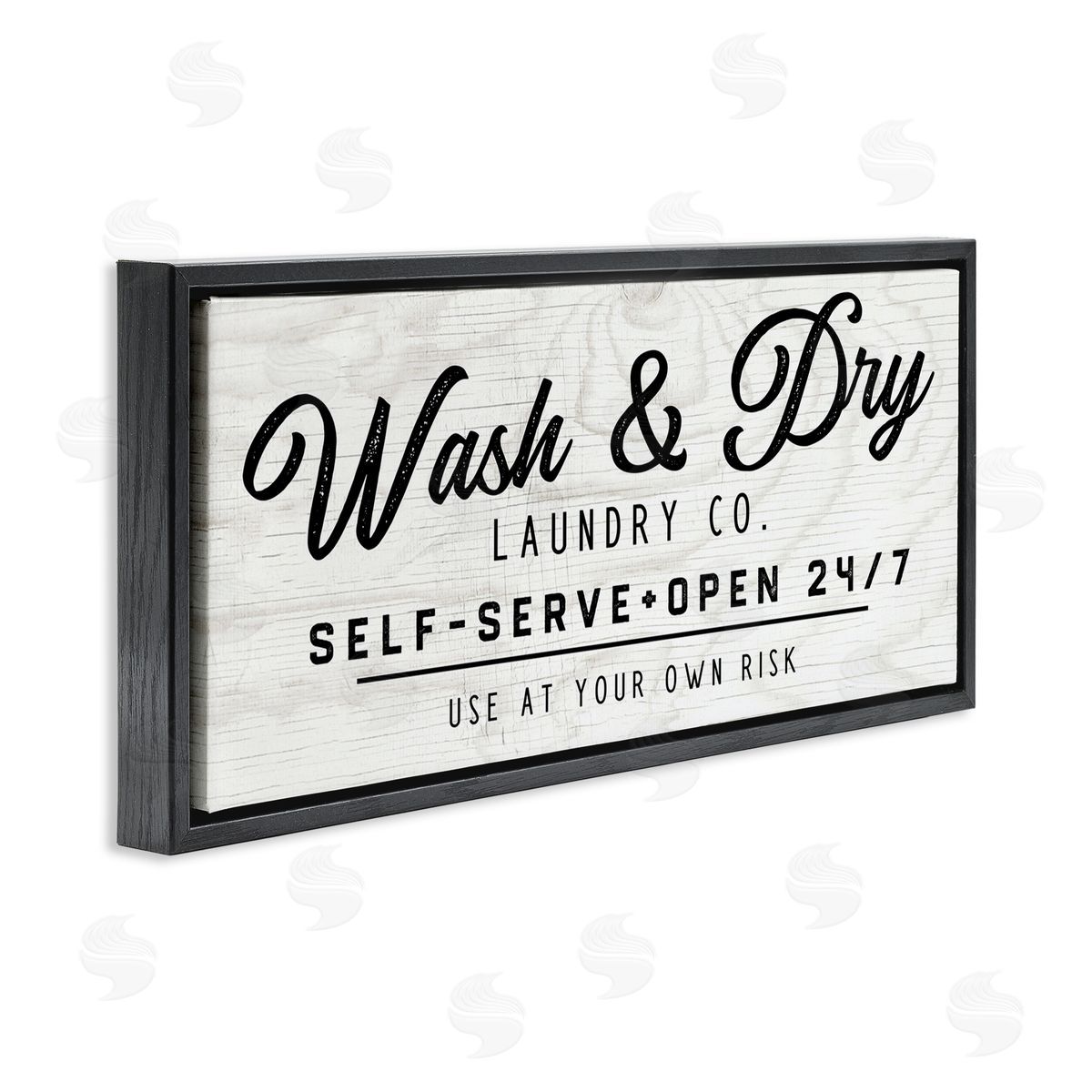 Self Service Laundry Black Floating Frame Canvas Wall Art, Home Decor by Valerie Weiners