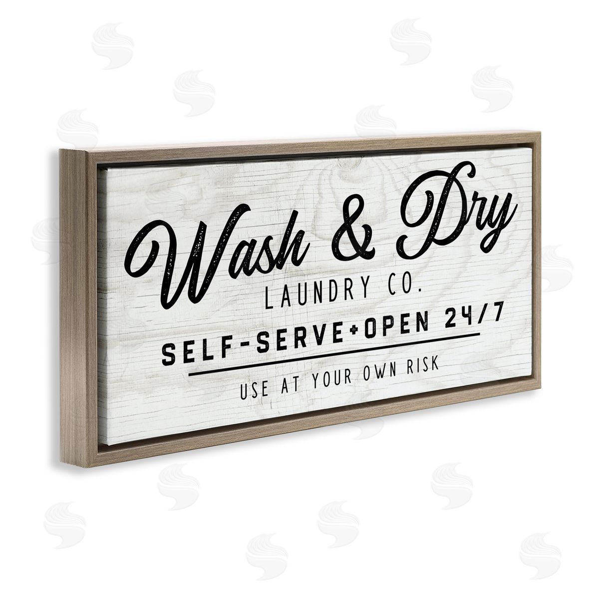 Self Service Laundry Brown Floating Frame Canvas Wall Art, Home Decor by Valerie Weiners