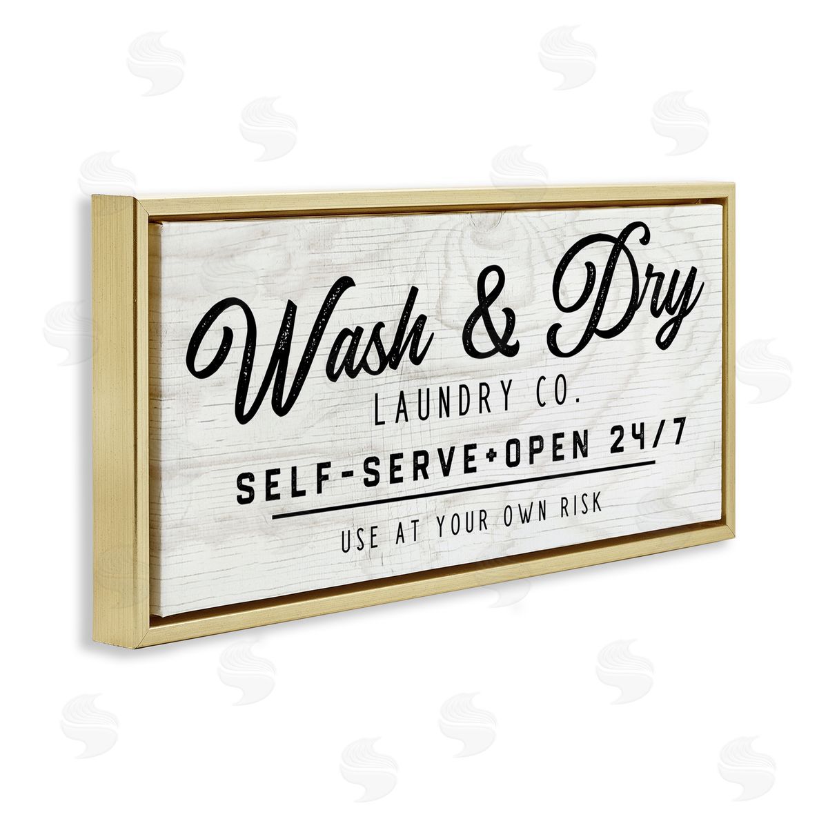 Self Service Laundry Gold Floating Frame Canvas Wall Art, Home Decor by Valerie Weiners
