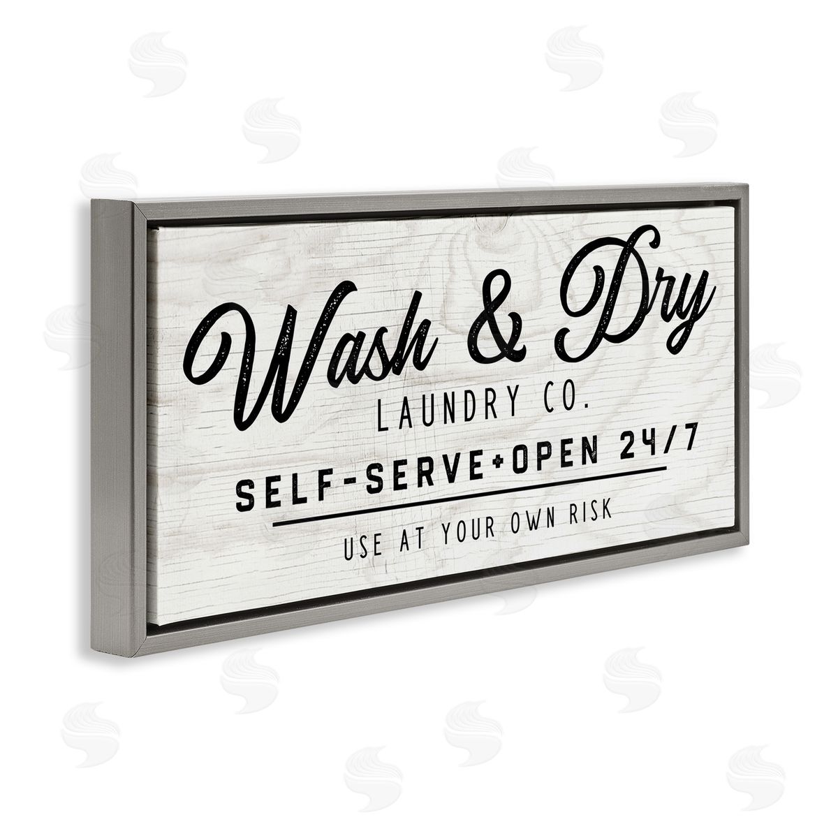 Self Service Laundry Grey Floating Frame Canvas Wall Art, Home Decor by Valerie Weiners