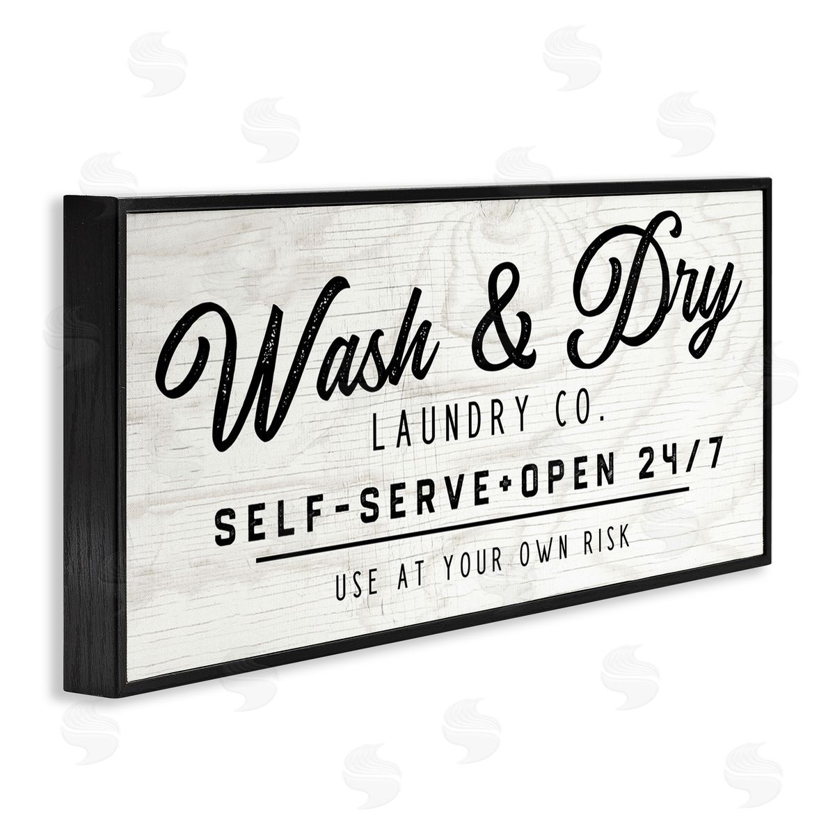 Self Service Laundry Black Frame Print Wall Art, Home Decor by Valerie Weiners
