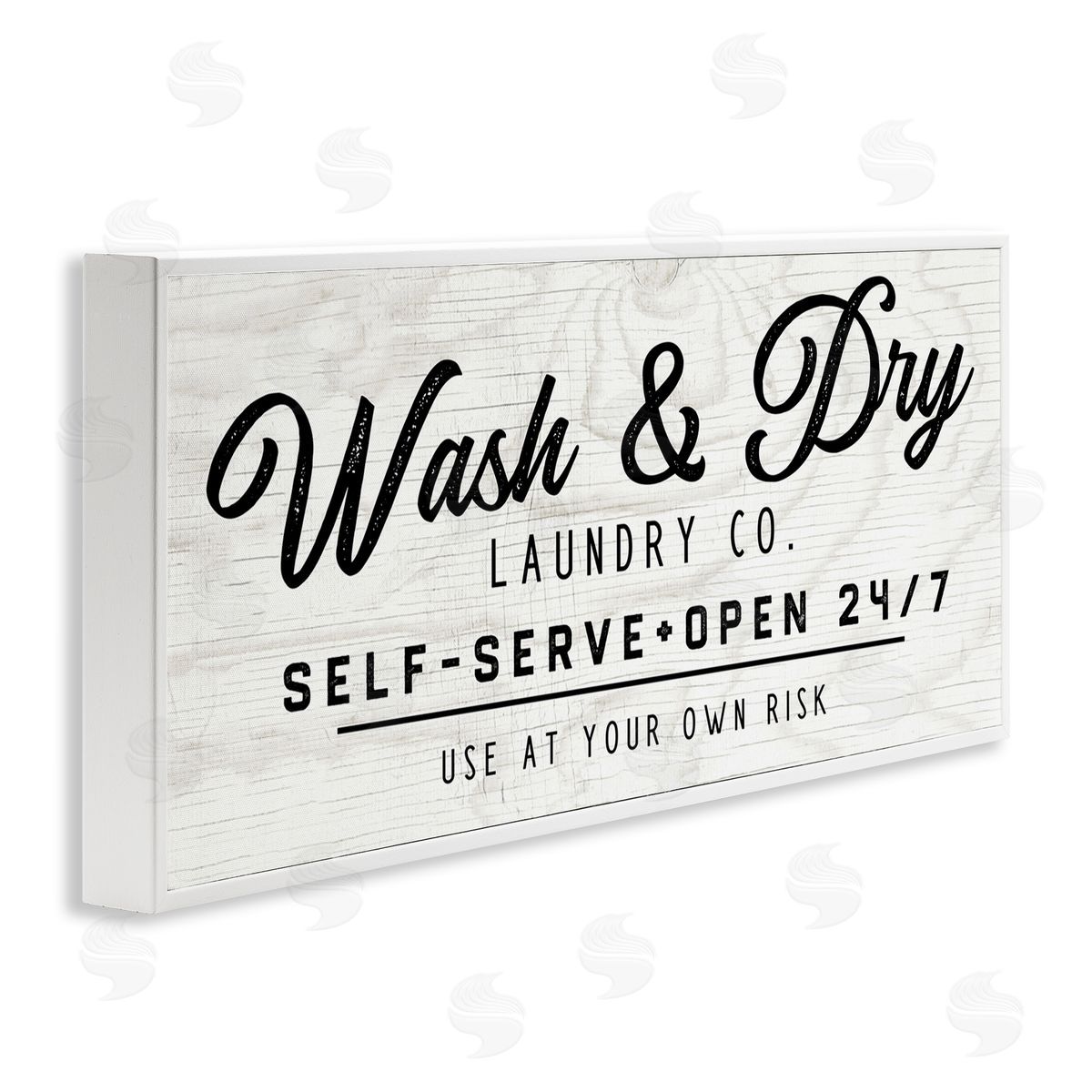 Self Service Laundry White Frame Print Wall Art, Home Decor by Valerie Weiners