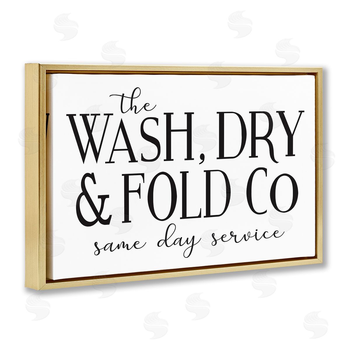Same Day Service Laundry Gold Floating Frame Canvas Wall Art, Home Decor by Lettered and Lined