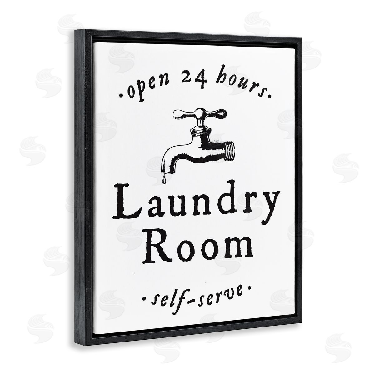 Self Serve Laundry Black Floating Frame Canvas Wall Art, Home Decor by Lettered and Lined