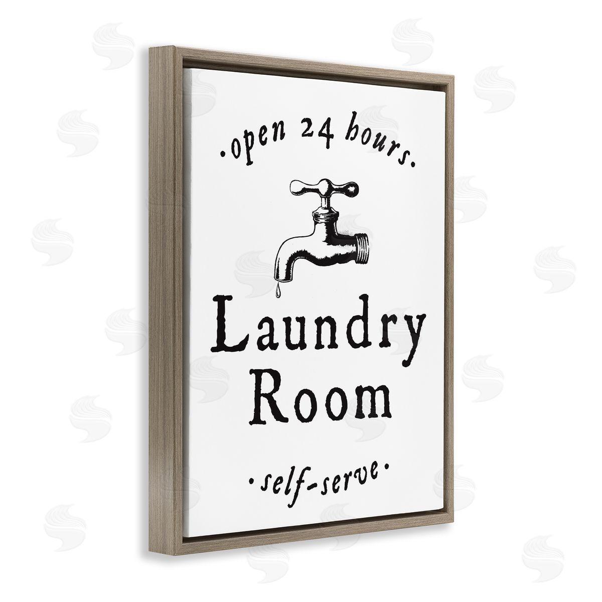 Self Serve Laundry Brown Floating Frame Canvas Wall Art, Home Decor by Lettered and Lined