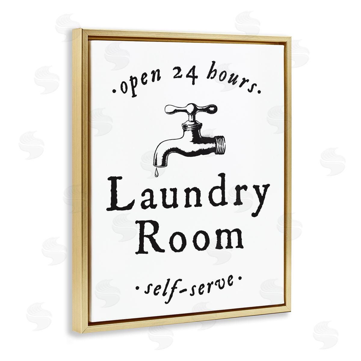 Self Serve Laundry Gold Floating Frame Canvas Wall Art, Home Decor by Lettered and Lined