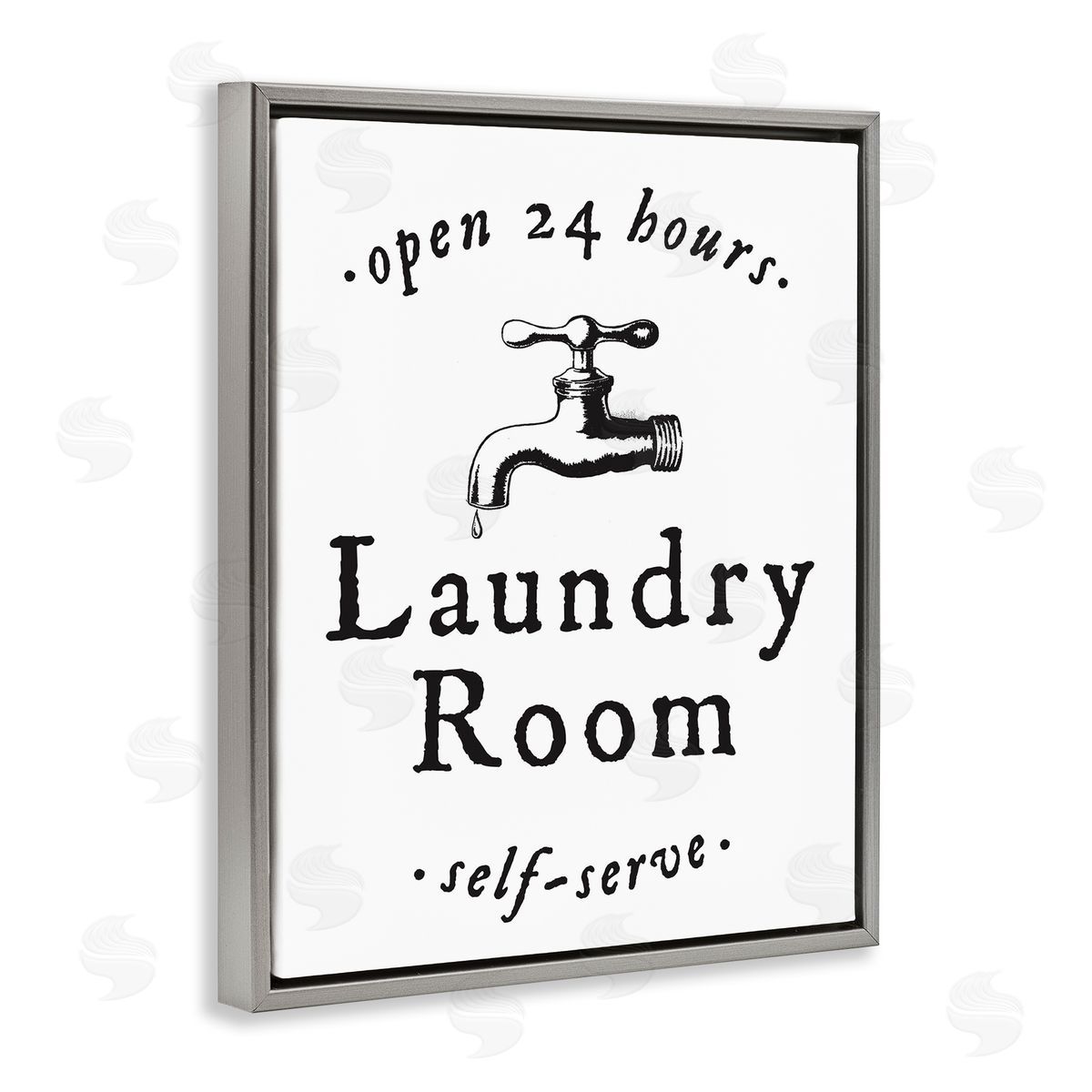 Self Serve Laundry Grey Floating Frame Canvas Wall Art, Home Decor by Lettered and Lined