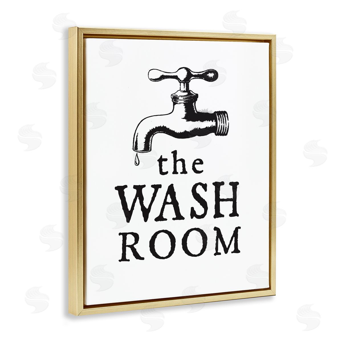Vintage Wash Room Gold Floating Frame Canvas Wall Art, Home Decor by Lettered and Lined