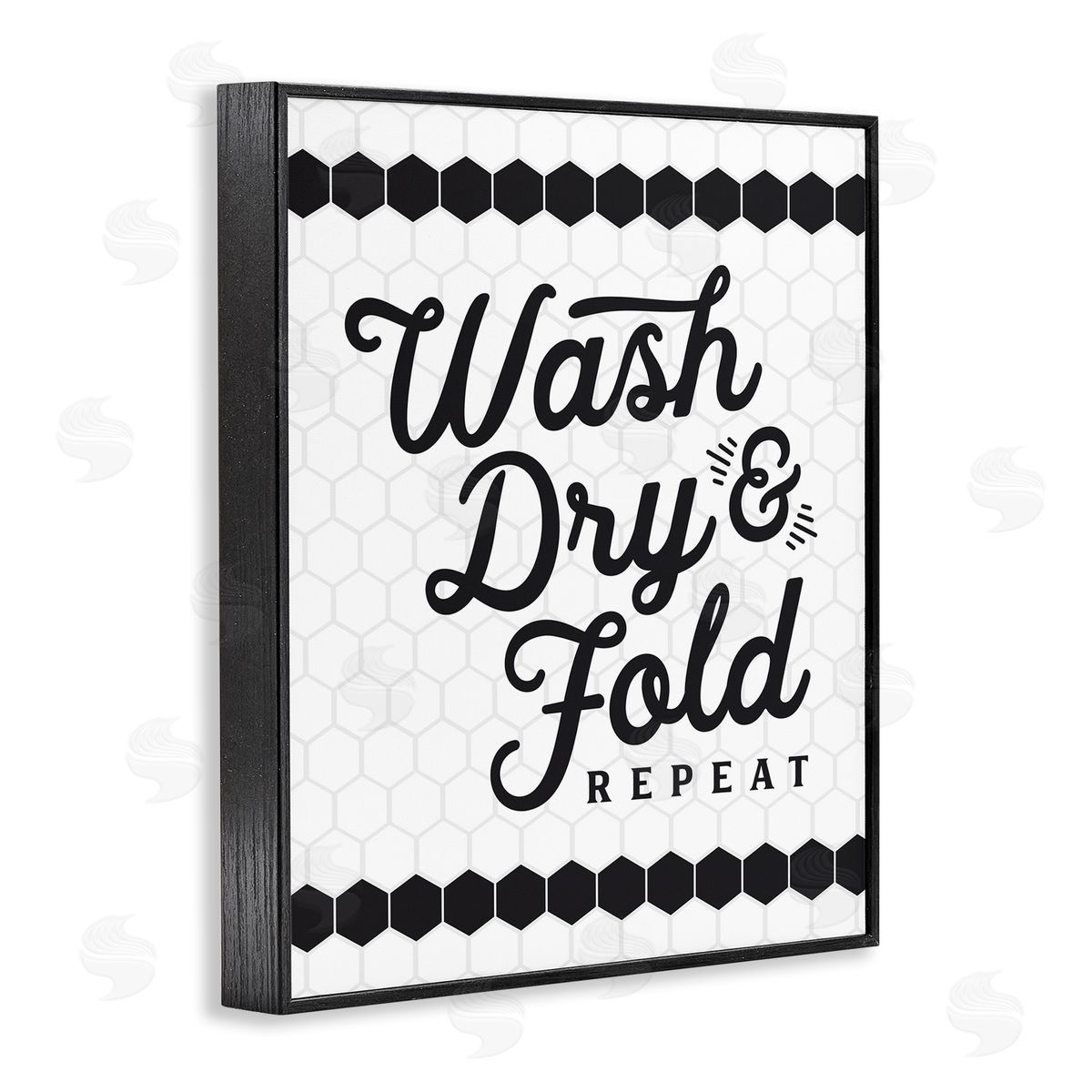 Geometric Laundry Phrase Black Frame Print Wall Art, Home Decor by Lettered and Lined