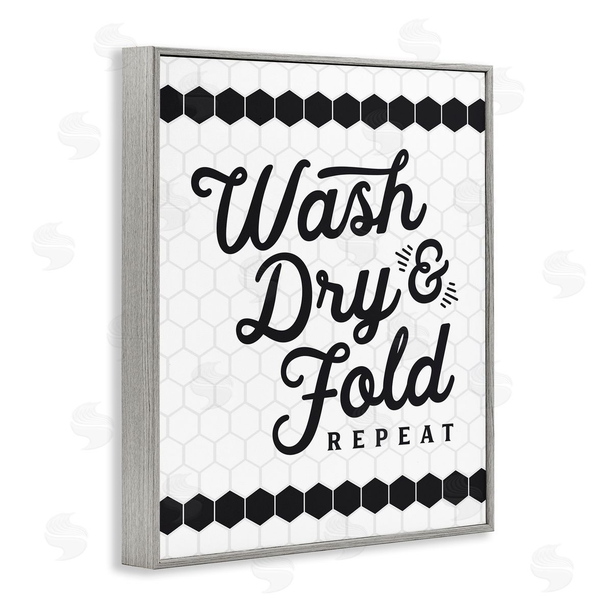 Geometric Laundry Phrase Grey Frame Print Wall Art, Home Decor by Lettered and Lined