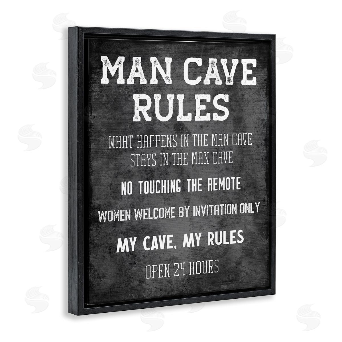 My Man Cave Rules Black Floating Frame Canvas Wall Art, Home Decor by CAD Designs
