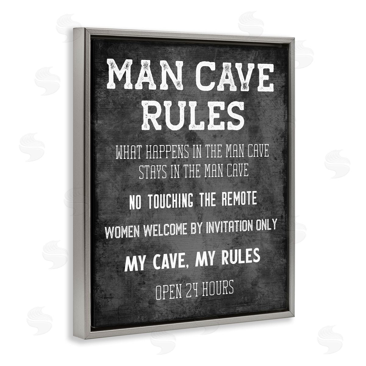 My Man Cave Rules Grey Floating Frame Canvas Wall Art, Home Decor by CAD Designs