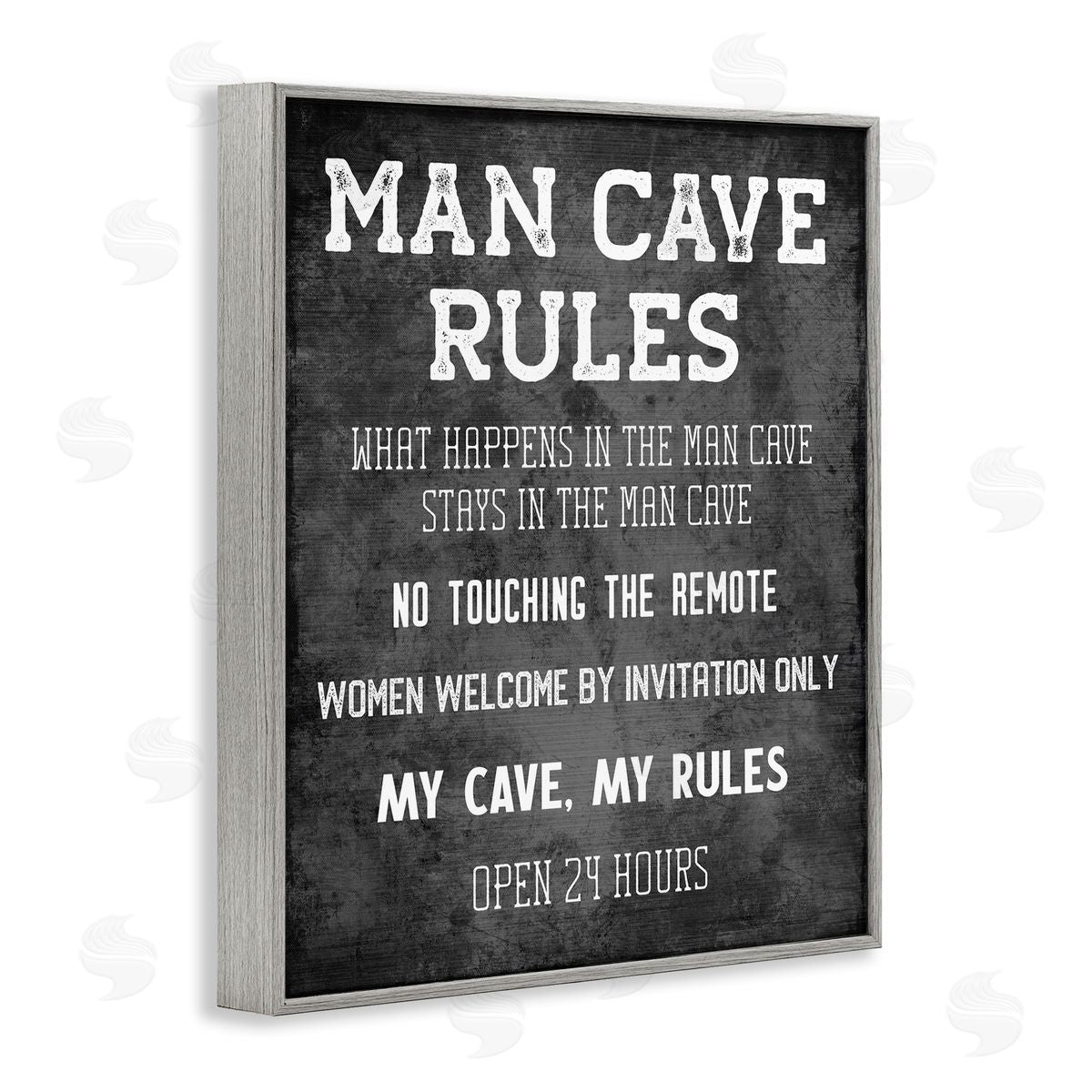 My Man Cave Rules Grey Frame Print Wall Art, Home Decor by CAD Designs