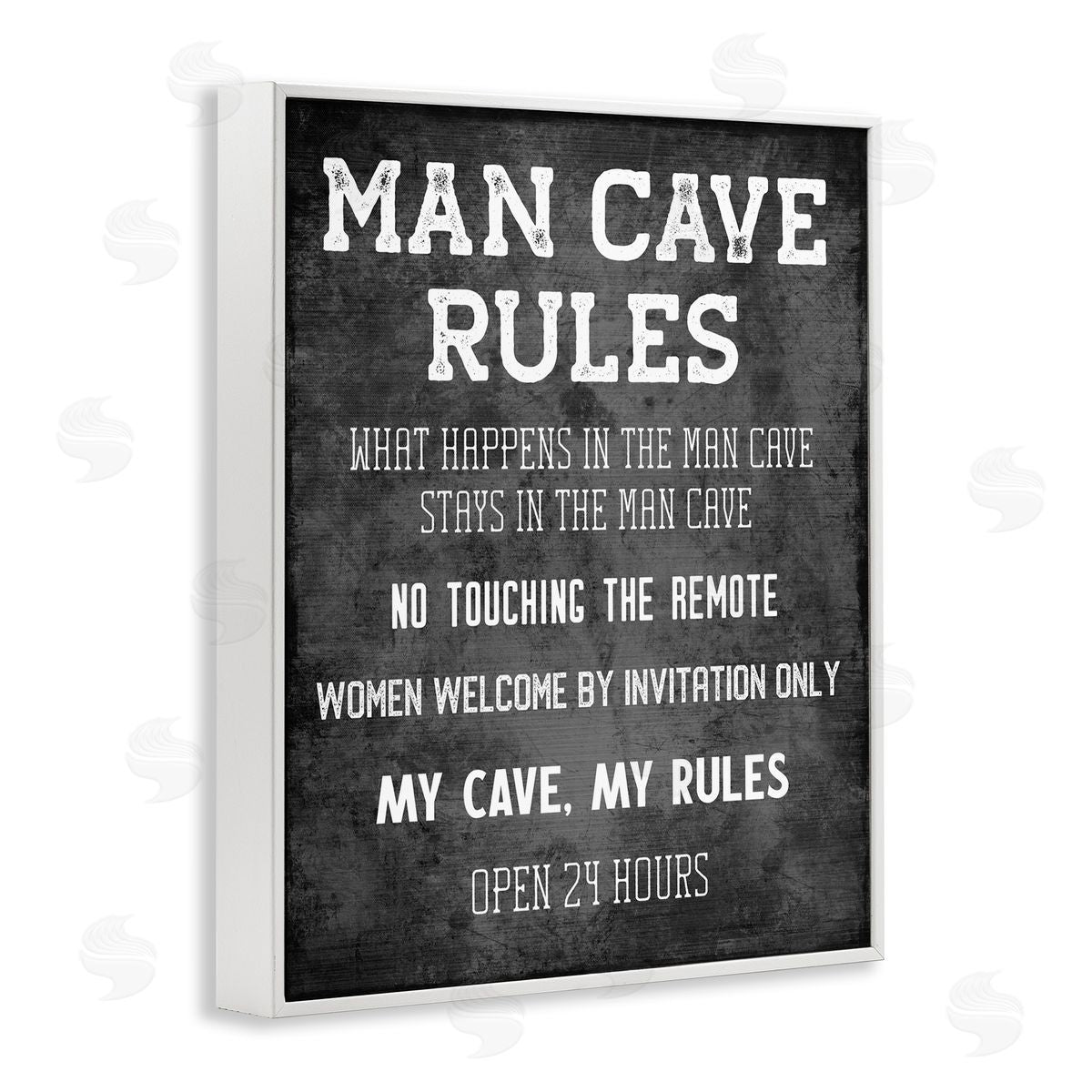 My Man Cave Rules White Frame Print Wall Art, Home Decor by CAD Designs