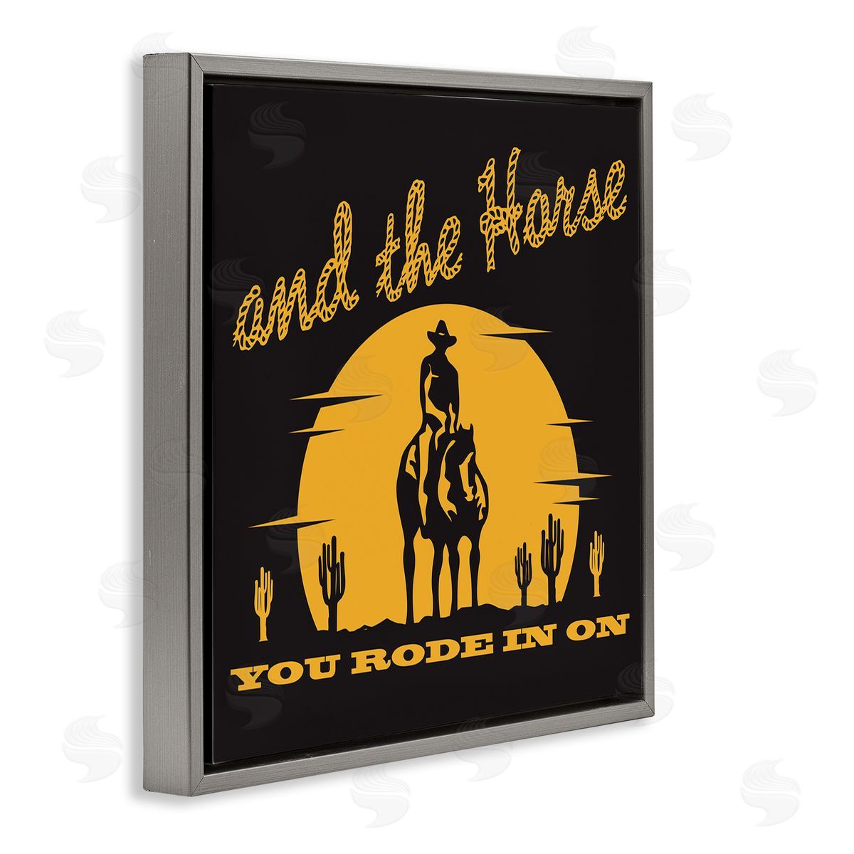Horse You Rode In On Grey Floating Frame Canvas Wall Art, Home Decor by Jedco Brands, Inc.