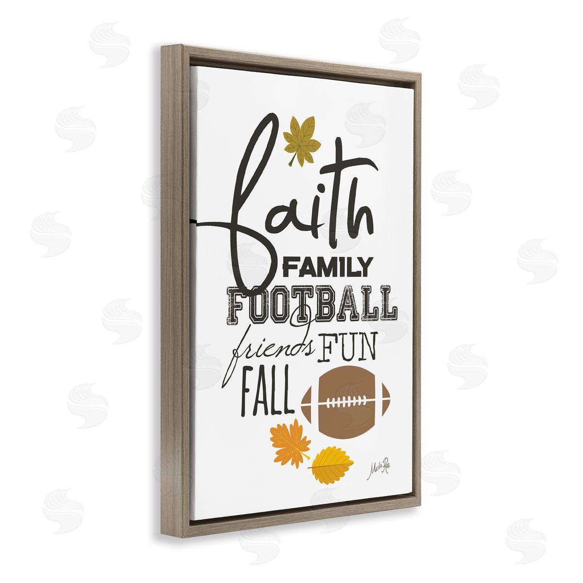 Faith Family Football Brown Floating Frame Canvas Wall Art, Home Decor by Marla Rae